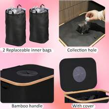 1pc 100L Large Capacity Indoor Recycling Bin With 2 Inner Bags, Suitable For Garbage, Laundry, Kitchen, Bedroom, Office, For Clothes, Bottles, Excellent Holiday Gift, Detachable & Foldable Design For Easy Sorting - Multicolor - View 10