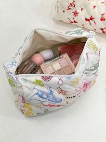 Marine Life Printed Portable Cosmetic Bag - Multicolor - View 4