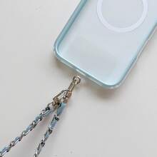 1 Set New Denim Element Leather Bag With Long Chain, Fashion Crossbody Metallic Backpack, Phone Case, Shoulder Strap - Multicolor - View 2