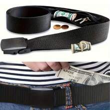 49.21 Inch Hidden Zipper Belt - Anti-Theft Waist Bag, Unisex Portable Wallet, Durable Multi-Function Belt Design With Hidden Zipper Wallet - B - View 1