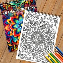 1pc Adult Mandala Coloring Book With 60 Unique Patterns - Spiral Bound Single-Sided Pages Suitable For Adults, & Artists - Relax Coloring Activity, Art Gift With Mandala Line Art Designs - Mandala 011 - View 6