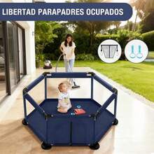Corrales Para Bebés corralitos Plegable De Juegos Bebés Y Niños Corralito Hexagonal Transportable Corral De  Gimnasio Con marco de tiro Material de acero inoxidable Para Interior Exterior - Azul oscuro - Ver 5