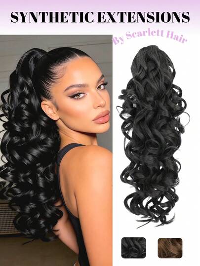 16 Inch Long Wavy Ponytail Hair Clip, Suitable For Women's Parties, Festivals, Music Festivals, Party Accessories, Suitable For Daily Wear, Hair Salons, Cosplay, Weddings, Y2K, Lolita, JK Style, Suitable For Fine Hair, Beginners And All Skin Tones, Hair Decoration