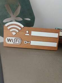 1 biển báo mật khẩu WiFi bằng gỗ, biển chỉ báo mạng không dây treo tường, phụ kiện trang trí nhà cửa đa chức năng. - A - Xem 4