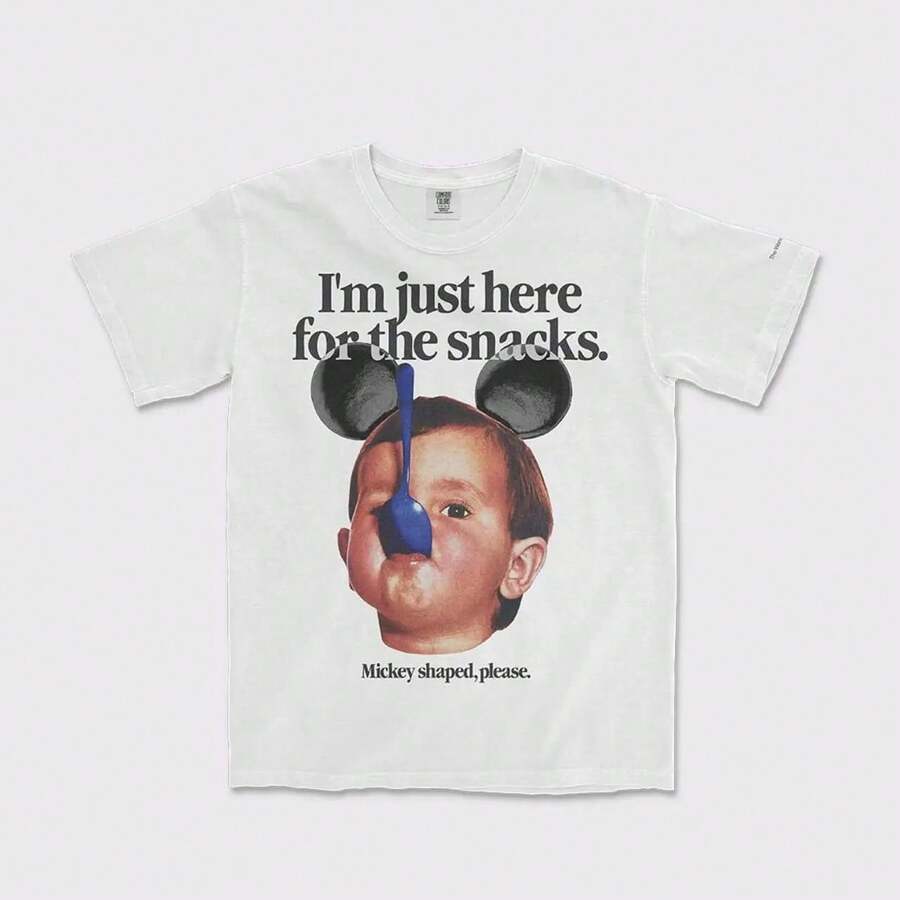 Must HaveI'm Just Here For The Snacks T-Shirt, Fast Past, Funny Magic Kingdom Graphic Tee, Shape Unisex Shirt - 白色 - 查看 1