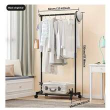 Perchero Plegable con Una Barra para Secar Ropa CON RUEDAS, Ideal para Dormitorio, Interior, Balcón y Uso Doméstico - Ver 1