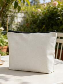 空白黄麻拉链袋（散装），化妆包/铅笔盒，适用于化妆品和DIY手工，空白卡其色化妆包/铅笔盒（散装），多功能旅行洗漱包/拉链袋，必备旅行配件，适用于学校/假期用品，女士化妆包/旅行包 - 米色 - 查看 6