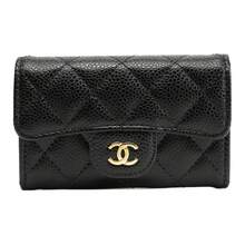 CHANEL Classic Gold Buckle Flap Diamond Quilted Embossed Leather Coin Purse/Card Holder For Women, Black - AP0214-Y01864-C3906 - Xem 1