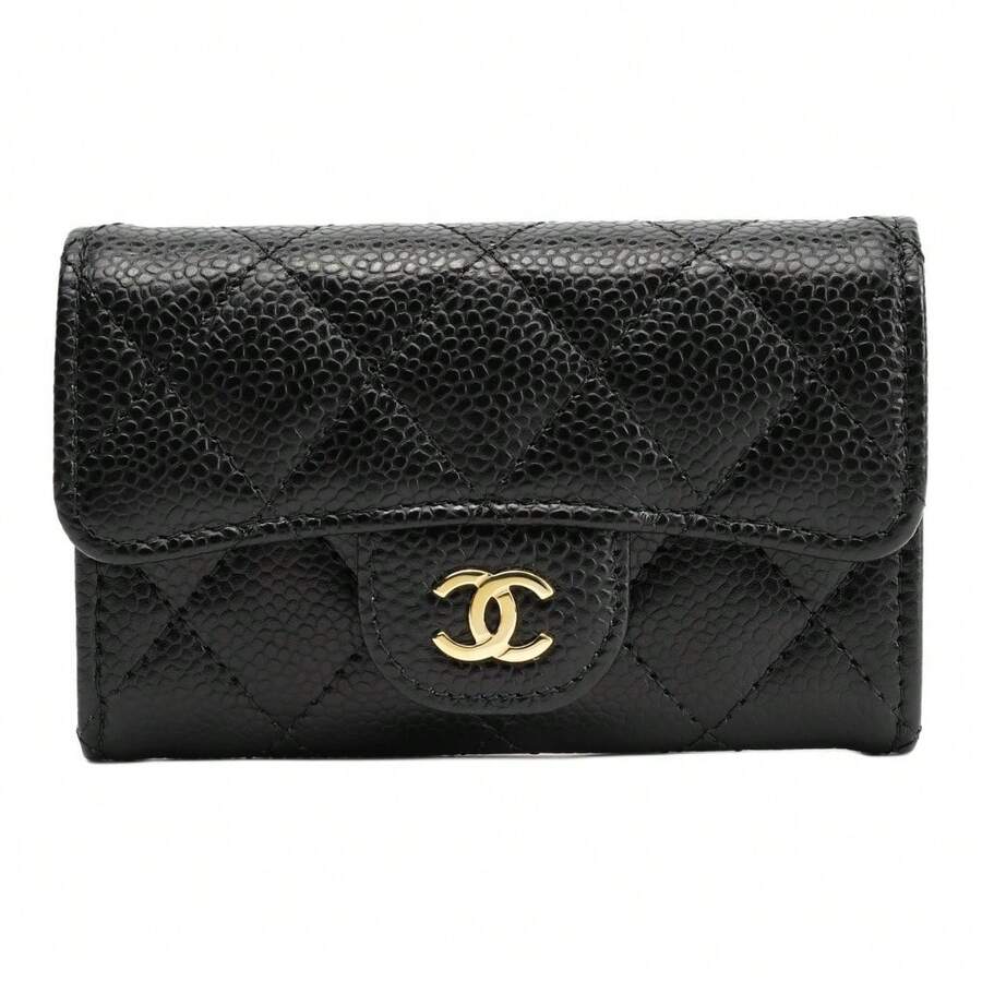 CHANEL Classic Gold Buckle Flap Diamond Quilted Embossed Leather Coin Purse/Card Holder For Women, Black - AP0214-Y01864-C3906 - Xem 1