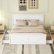 Single Wooden Bunk Bed 160x200 With Four Drawers, White - White - View 2