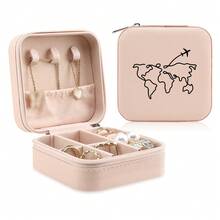 1个旅行地图首饰盒，便携式拉链首饰收纳盒，耳环盒，项链盒，首饰盒，首饰盒收纳盒，白色首饰盒 - 地圖 - 查看 13