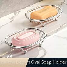 1 khay đựng xà phòng hình oval sáng tạo có lỗ thoát nước, chất liệu thép không gỉ bền chắc, phụ kiện phòng tắm - nhiều màu - Xem 6