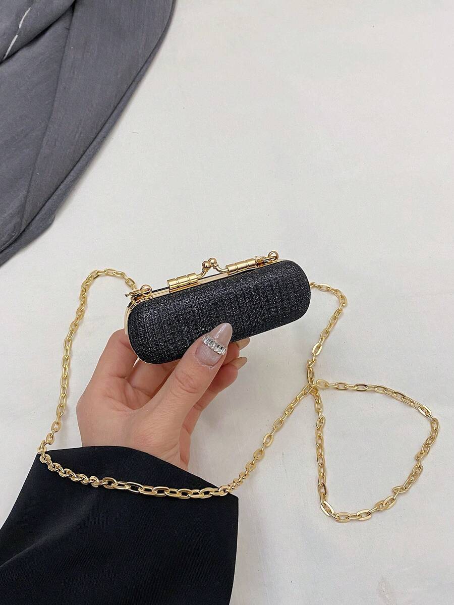 2025 New Mini Personalized Lipstick Shaped Crossbody Bag For Women, Fashionable Chain Strap Shoulder Bag - Black - View 1