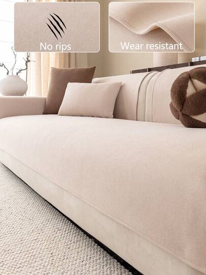 1pc Comfortable Chenille Sofa Cushion Cover, All-Season Modern Minimalist Non-Slip Sofa Seat Pad, Dust-Proof And Easy To Clean, Soft And Fade-Resistant, Pet-Friendly Sofa Protector Cover, Adjustable For Corner Sofa, Bedroom, Office, Living Room Furniture