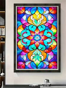 一套万花筒花卉钻石画套装 - 全钻圆形画布艺术品,DIY工艺品,适合家居装饰和节日礼物 - 圓鑽 - 查看 3
