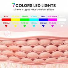 Facial Red Light Therapy, LED Facial Mask Light Therapy Device, Adjustable Brightness, 7-Color LED Mask, Wireless And Rechargeable, Red Light Mask, Anti-Aging, Brightening Skin Tone, Skin Rejuvenation. - 彩色 - 查看 9