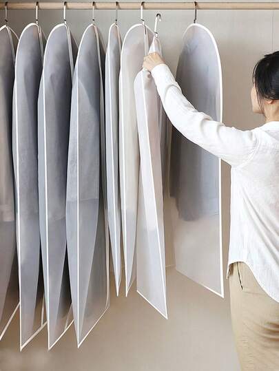 5pcs/1pc Clothing Divider Storage, Dust Cover For Wardrobe, Closet, Garment Rack, PEVA Odorless Transparent Breathable Garment Bag For Coat, Dress, Suit, Down Jacket