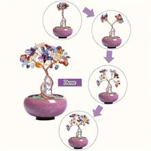 Árvore de Cristal com Cristais, Ametista, Quartzo Rosa, Funcional para Limpeza Energética, Alívio do Estresse, Meditação, Adequada como Decoração Espiritual para o Lar e Presente para o Natal, Dia dos Namorados - multicolorido - Visão 5