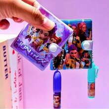 一套卡通文具套装，包含笔记本和圆珠笔，迷你学生文具礼盒，适合小学生，完美礼物（款式随机） - 彩色 - 查看 3