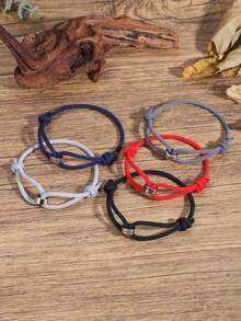 时尚不锈钢手工编织手链男女通用幸运蓝色吊坠情侣手链配饰珠宝礼品 - 彩色 - 查看 1