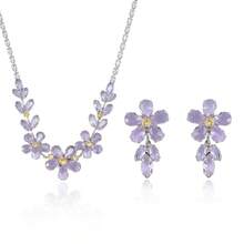 1 Set Plum Blossom Zirconia Necklace & Earrings Set - Multicolor - View 3
