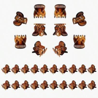 20个棕色迷你发夹，适合丸子头装饰，强力夹刘海，多功能发夹，时尚发饰，优雅发爪，女士发夹，休闲发卡，夏季沙滩发夹