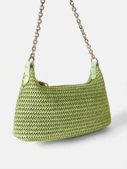 Neue Mode dünne Kette Boho geflochten Baguette Umhängetasche, geeignet für Casual, Urlaub, Shopping Outfit Kombinationen