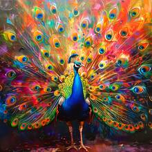 5D Diamond Painting Kit, Square Diamond Mosaic Painting With Artificial Diamonds, Suitable For Beginners, DIY Diamond Art Decor, Elegant Peacock Pattern - round diamond - View 1
