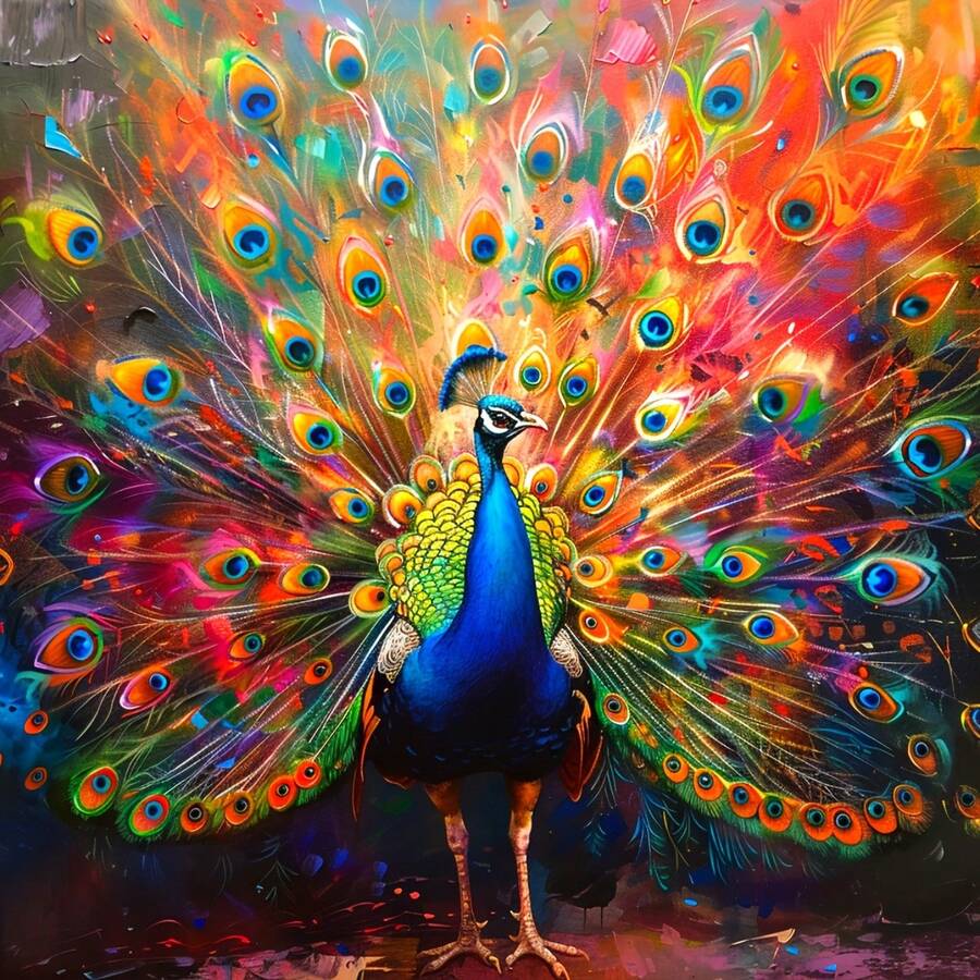 5D Diamond Painting Kit, Square Diamond Mosaic Painting With Artificial Diamonds, Suitable For Beginners, DIY Diamond Art Decor, Elegant Peacock Pattern - round diamond - View 1