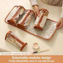 New Foldable Waterproof Large Capacity Travel Makeup Bag, Detachable Portable Toiletry Organizer, Unisex - Black - View 6