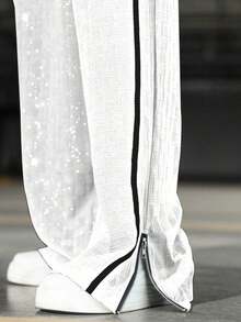 Men's Wide Leg Printed Drawstring Waist Street Pants, Fall - màu đen - Xem 8