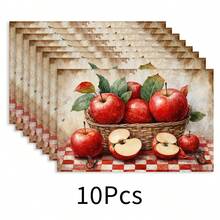 2 pezzi Tovagliette con motivo frutta, stile minimalista per colazione, decorazione tavolo da pranzo, accessori da cucina, tovagliette in lino, sottobicchieri, presine, sottopiatti, facili da pulire, adatte per casa, ristorante, sala da pranzo, set - Multicolore - Visualizzare 20