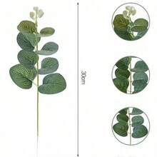 2pcs/6pcs/12pcs Artificial Eucalyptus Leaves & Stems With White Seeds, Short Silver Dollar Shaped Fake Green Leaves Stems, Artificial Flowers, Greenery, Suitable For Flower Arranging, Wedding Bouquets, Autumn Decor, Tabletop Decor, Garden Decor, Room Decor, Valentine's Day, Birthday Gifts, Graduation Gifts, Etc. - Multicolor - View 3