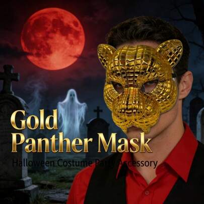 1 pieza Máscara dorada de leopardo para vacaciones, máscara de animal para festival/fiesta/mascarada