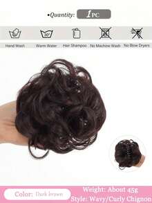 Claw Clip Messy Bun Ponytail Messy Hair Bun Extensions Wavy Curly Chignon Synthetic Tousled Updo Hairpieces For Women Girls - Multicolor - View 14