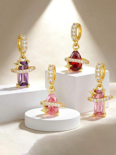 5A级立方氧化锆水滴八角星吊坠项链，精美珠宝礼物，适合送给朋友、爱人、家人，也适合在情人节、母亲节、圣诞节、生日、婚礼等场合赠送给女性。