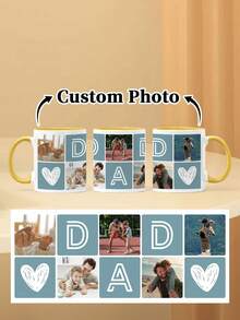 1pc 11oz Photo Mug For Dad, Father's Day Mug, Multiple Photos Can Be Customized, A Birthday Gift For Dad, Customized Family Mug, A Water Mug Exclusive To Dad, A Photo Memento Gift, Anniversary Gift. - Style 4 - View 14
