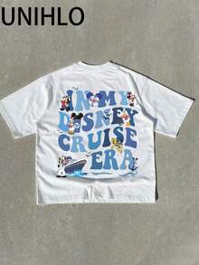 Disney UNIHLO Mickey  Print  Summer Casual Versatile Pure Cotton T-Shirt Suitable For Any Place - 白色 - 查看 5