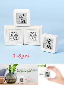 1pc/2pcs/3pcs Mini LCD Digital Thermometer Hygrometer, Indoor Temperature Meter Electronic Temperature Humidity Gauge Temperature Monitor (Celsius Only) - 白色 - 查看 2