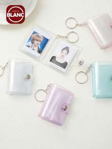 1 Album ảnh mini trong suốt có đèn flash, đựng được 20 ảnh, kèm móc khóa và túi đựng ảnh 2.5cm, album ảnh ID di động đơn giản và thanh lịch dành cho học sinh. - nhiều màu - Xem 1