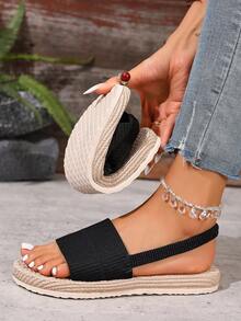 Sandalias planas clásicas para mujer, sandalias de verano ligeras, zapatos de playa cómodos y de moda para damas, zapatos cómodos para interiores y exteriores, sandalias de mujer de fácil deslizamiento - Negro - Ver 6