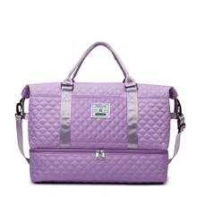 绗缝旅行包，带鞋仓，大容量旅行周末包，女士防水过夜包，带防水口袋的健身手提包 - 彩色 - 查看 11