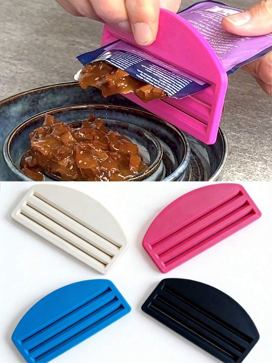 重型塑料宠物食品分配器，挤压式，材质耐用，易开盖，无需组装，设计紧凑，无需电池