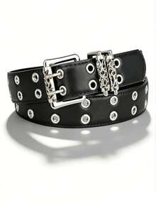1pc Men's Casual Retro Versatile Neutral Vine Roller Needle Buckle Belt Y2K Belt Suitable For Daily Wear, Work, And Special Occasions - Black - View 6