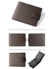 Fashionable Faux Leather Wallet - Compact Zipper Card Holder & Coin Purse, Snap Closure Card Case, "Don't Touch My Wallet" Design, Ideal Daily Use Billfold - Dark Brown - View 2