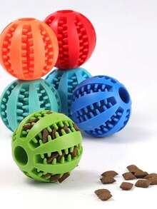 1pc Natural Rubber Interactive Pet Toy Ball, Can Dispense Treats, Suitable For Dogs To Chew And Play, Durable And Elastic - Multicolor - View 4