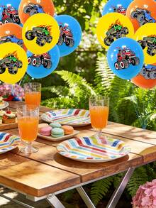 10/20 piezas Globos de 12 pulgadas con temática de camiones monstruo y autos de carreras, suministros para fiesta de cumpleaños, decoraciones para el hogar para todas las personas - Ver 4