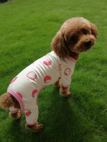 Spring & Summer Printed Four-Legged Belly Warmer Clothes, Warm Pet Apparel For Dogs & Cats - Beige - View 4