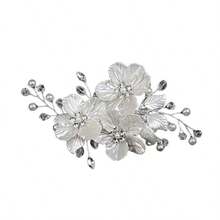 1/2/3pcs Women's Handmade Pearl Flower Hair Clips, Bridal Accessories For Wedding Season - White - View 4