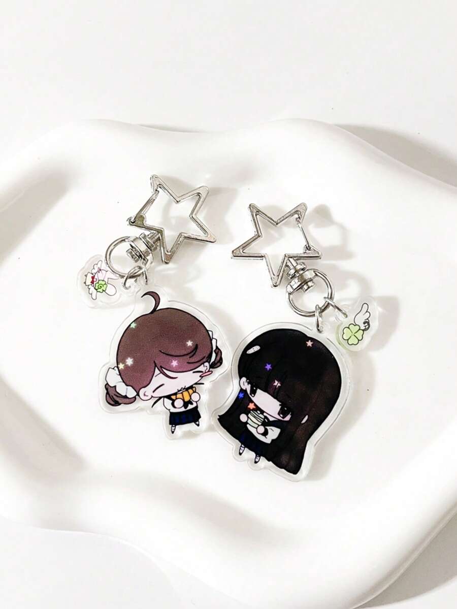 1pc Original Acrylic Clover Keychain, Cute Hand-Painted JK Style Accessory, Casual Fashion Friendship Gift, Suitable For Parties, Schools, Companies, Presents For Girlfriend